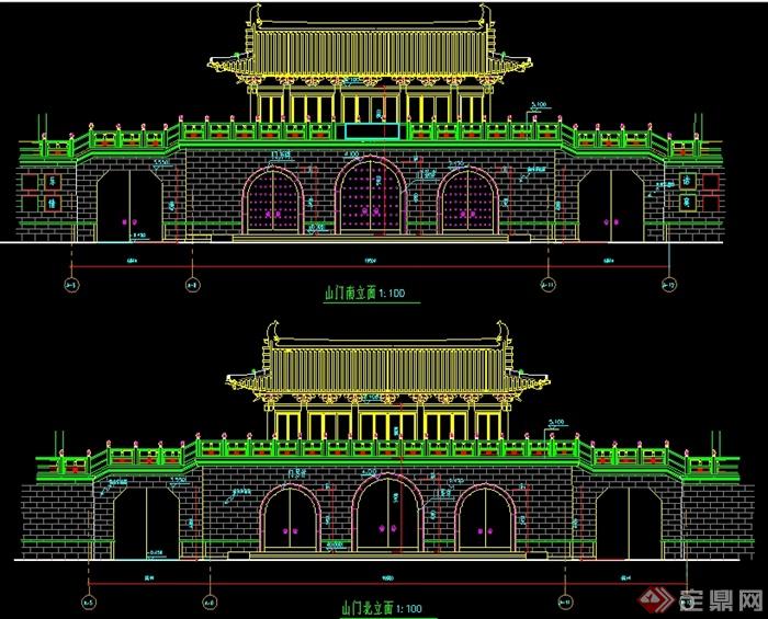 某寺廟古建山門設(shè)計施工詳圖(1)